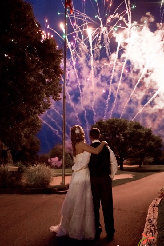 wedding couple watching fireworks diamond package